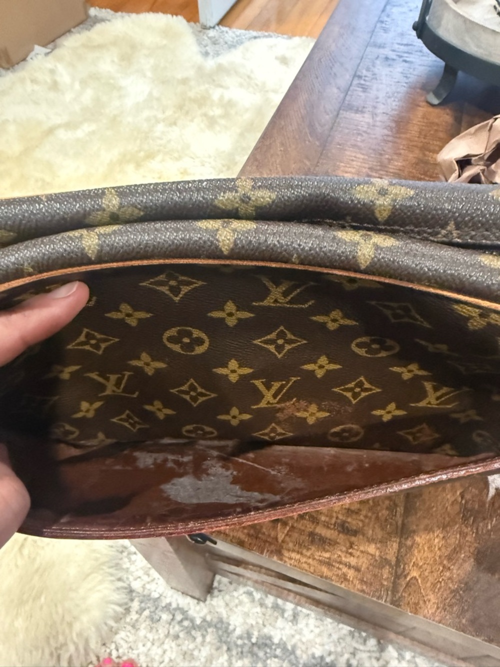 Louis Vuitton Brown Monogram Canvas Bag with Tan Leather Trim - Picture 12 of 12